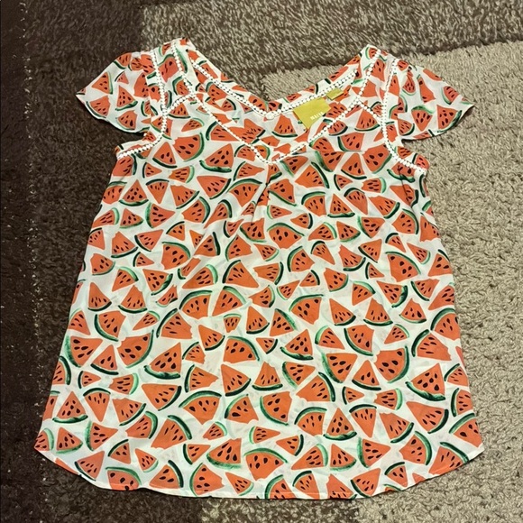 Maeve Fitted Flutter Sleeve Top Red and Green - Picture 1 of 11